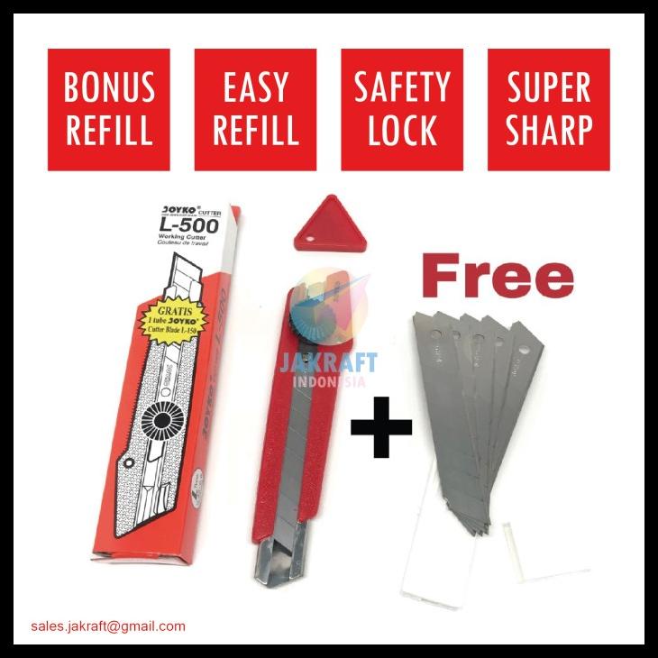

Cutter Joyko L-500 Gratis 1 Tube Isi 5 Pisau L-150 + Pemotong Pisau Kode 871