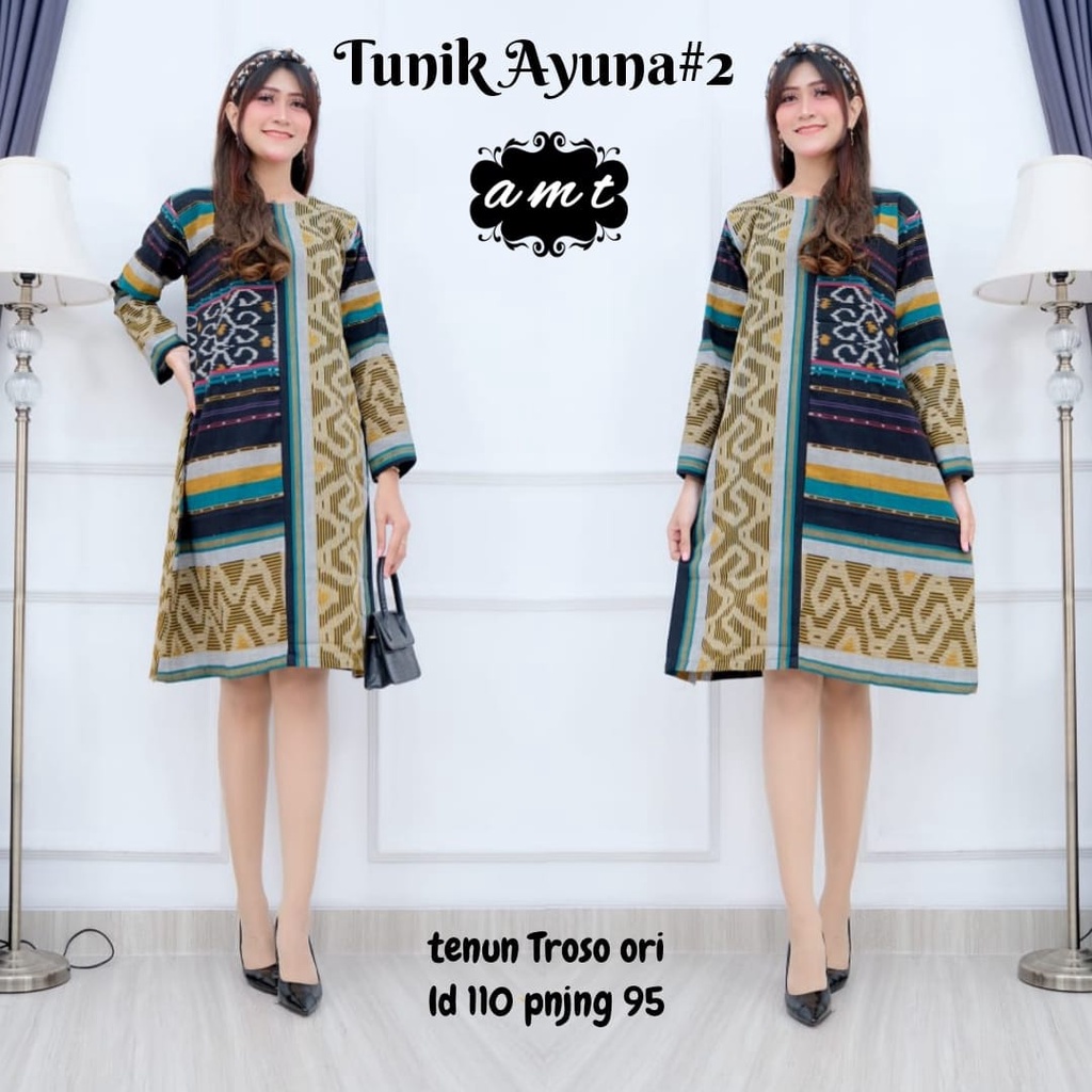 Dress Tunik Batik Tenun by Butik Batik Solo Bahan Batik Tenun kode DRESS TUNIK BATIK TENUN