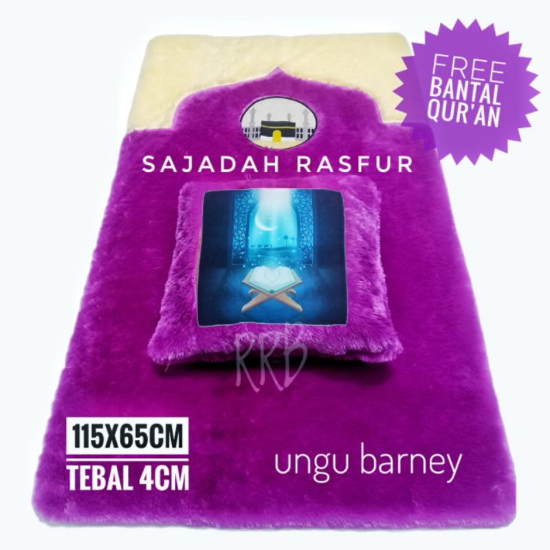 sajadah bulu rasfur tebal warna ungu motif terbaru