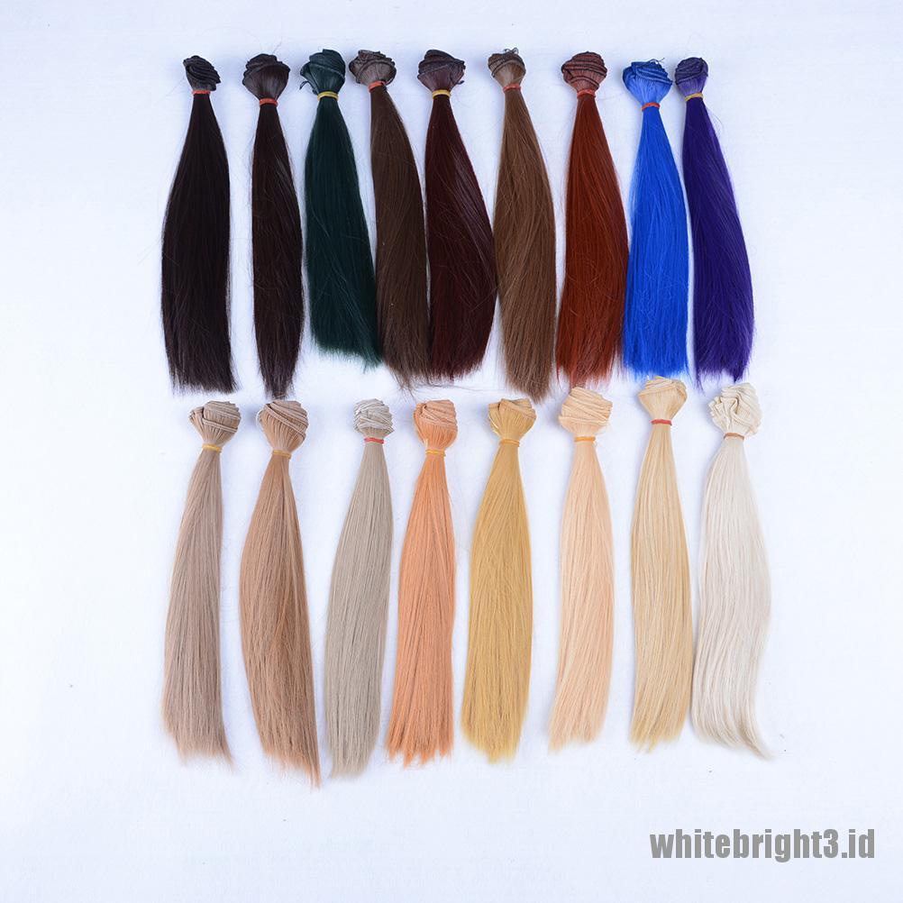 (white3) Wig / Rambut Palsu Lurus Tahan Panas Ukuran 25cm X 100cm Untuk Boneka BJD 1 / 3 1 / 4 1 / 6
