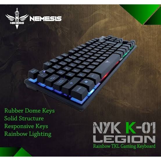 NYK K-01|K01 LEGION Keyboard GAMING TKL Rainbow Back Light - RGB Led