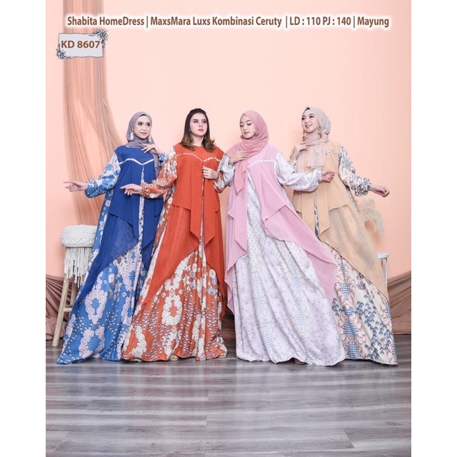 (ISI 4 PCS) 8607 SHABITA - GAMIS HOMEDRESS MAXMARA LUX KOMBINASI CERUTY BY TRESNA MUSLIM