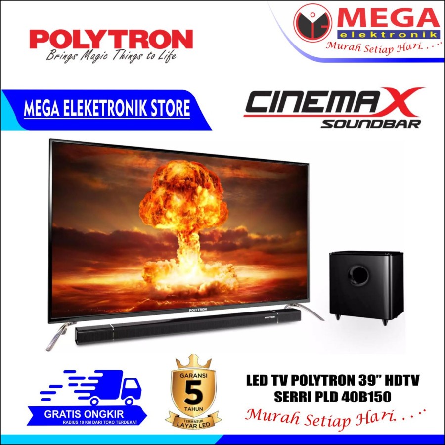 POLYTRON LED TV 39 INCH PLD-40B150 / PLD 40B150 PLUS SOUNDBAR CINEMAX