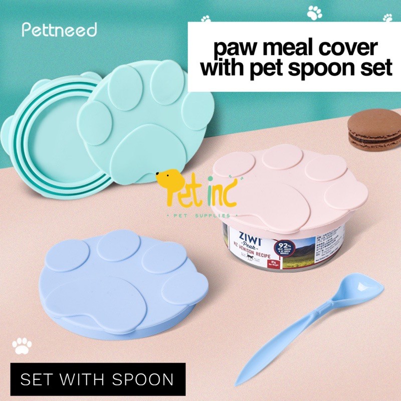 Paw meal cover with pet spoon set