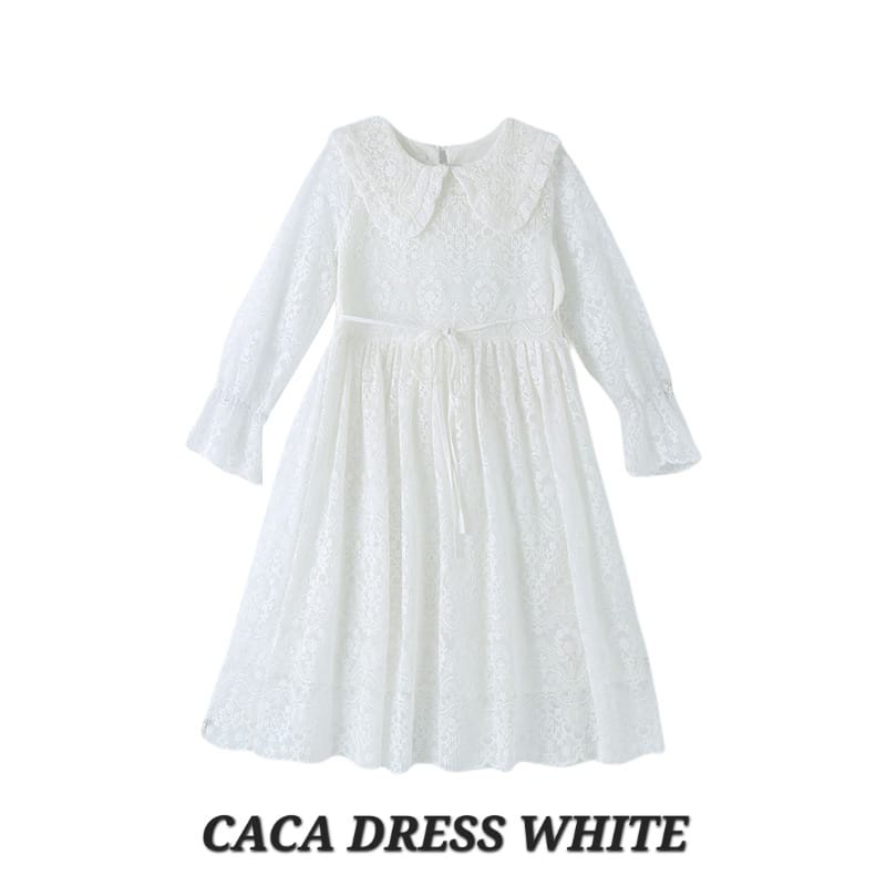 CACA DRESS WHITE GAUN PUTIH ANAK CEWEK KOREA IMPORT DRES KOMUNI ELEGAN