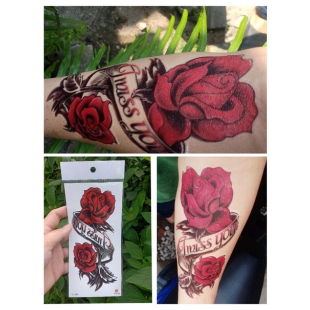tatto temporer bunga mawar 3D tahan lama anti air