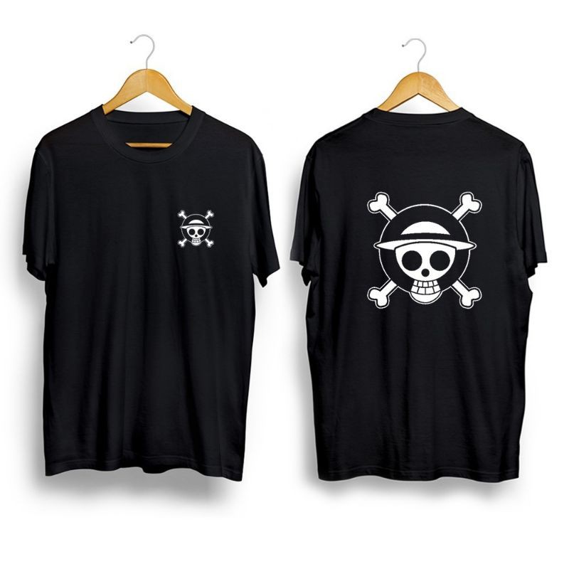 baju kaos logo mugiwara one piece depan belakang
