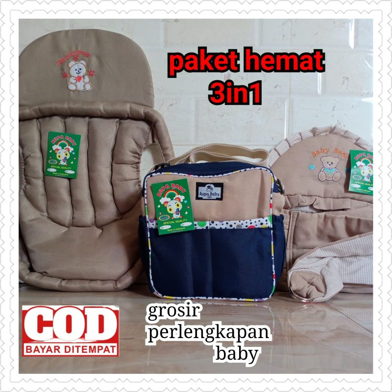 paket 3in1 Gendongan bayi Depan Bordir Gendongan Bayi Samping Bordir Dan Tas bayi SP