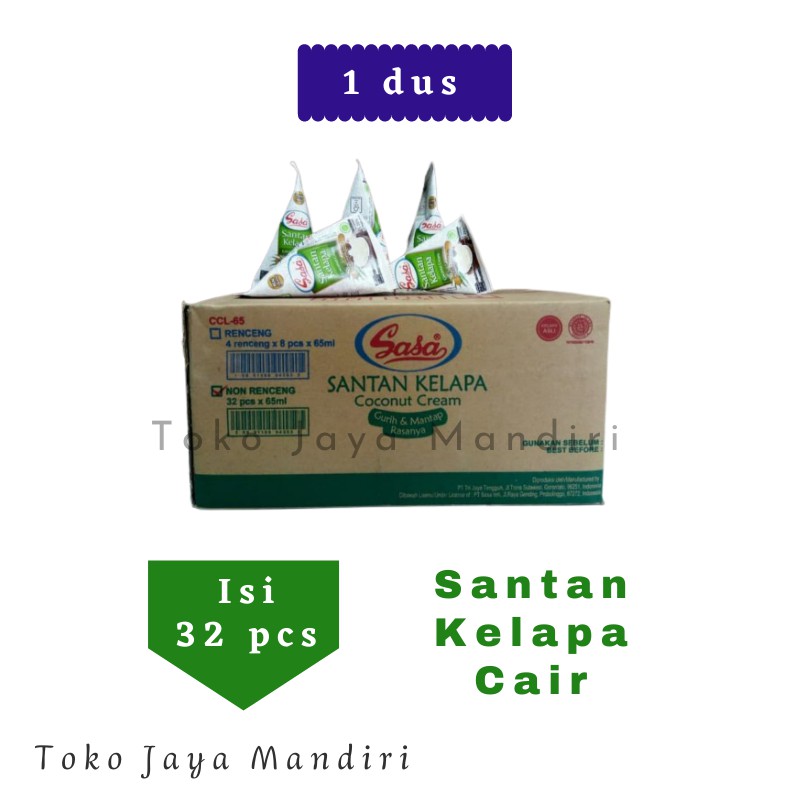 

Sasa Santan Cair Kelapa Asli 65ml 1 Dus isi 32 Pcs