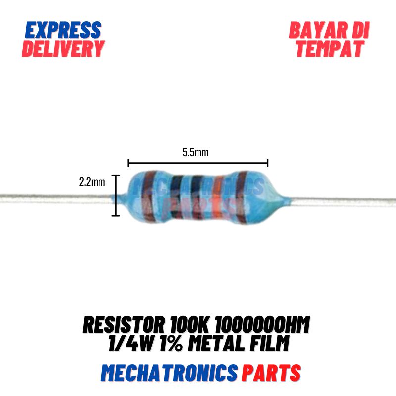 [PAS-0038] 10X RESISTOR 100K 100000OHM 1/4W 1% METAL FILM