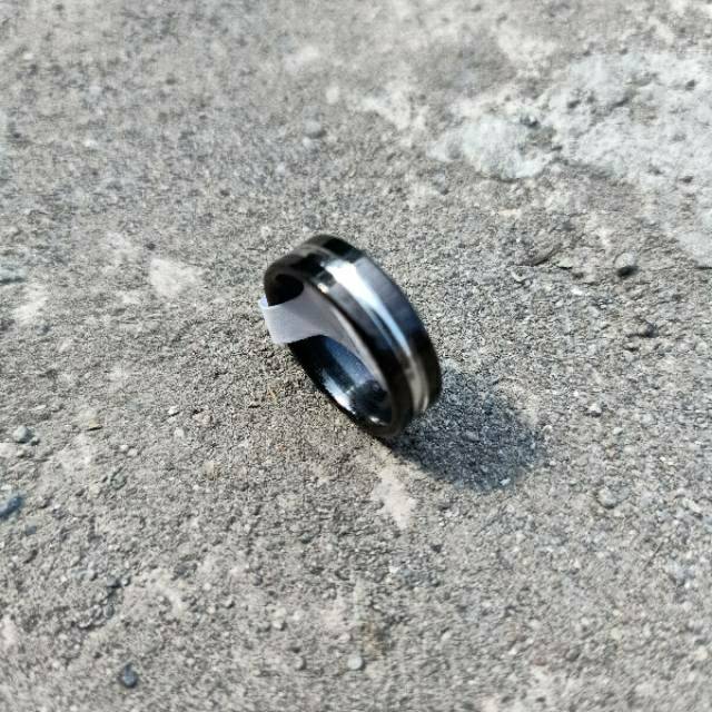 Cincin couple Hitam Titanium Stainless steel list dalam anti karat selamanya Ring Fashion