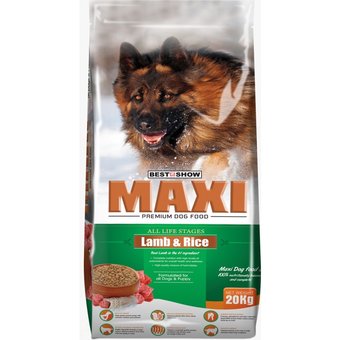 

23bagusmenshop - Best In Show Maxi Dog Food Lamb & Rice 20kg Makanan Anjing Premium Kering