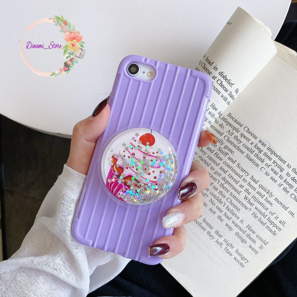 CASE POPSOCKET GLITTER LUGGAGE KOPER OPPO A37 A3S A5S A7 F9 A5 A9 2020 A52 A92 A54 A74 A95 DST1639