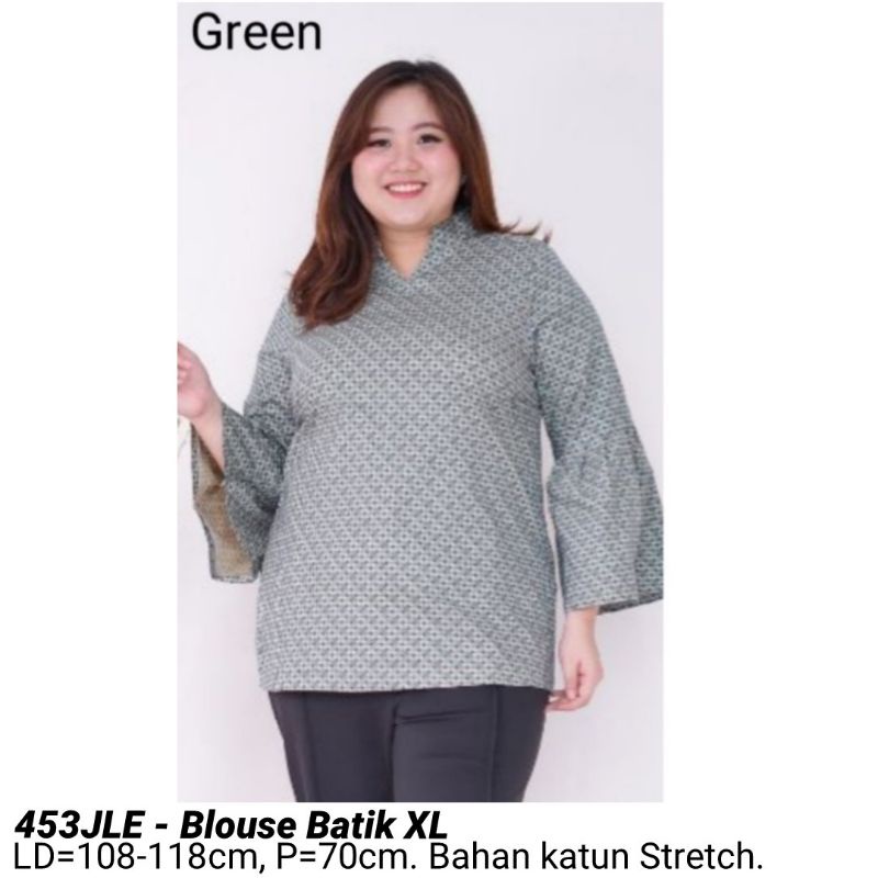 BIGSIZE BLOUSE BATIK 453 JUMBO XXL ATASAN WANITA KERJA KANTOR MURAH BAJU CEWEK FASHION