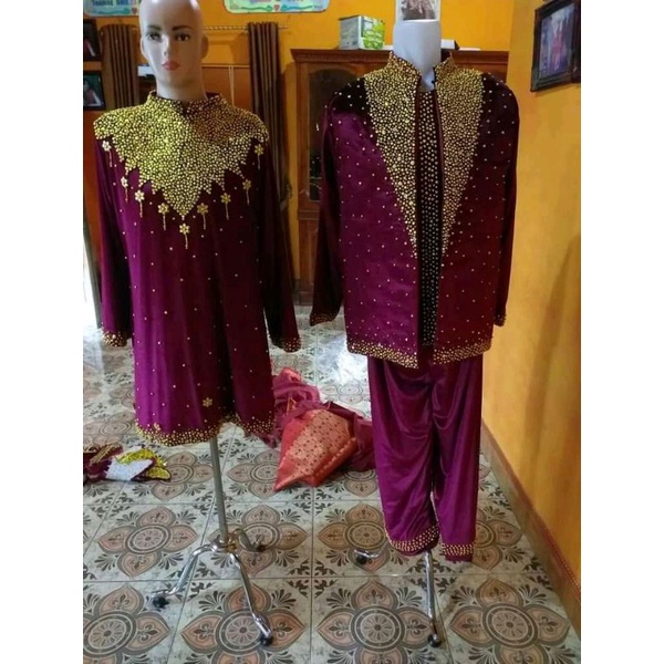 baju bludru pengantin adat Palembang