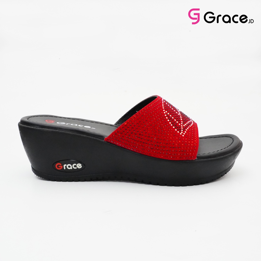 GRACE [CBD SELOP BLINK DAUN] Sendal Hak Japit Wanita Calbi Blink/ Sandal Wedges 5 CM