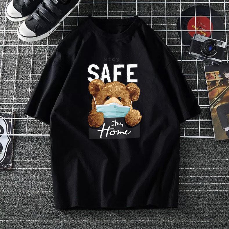 MYSTIQUE.ID-BAJU KAOS SAFE STAY HOME T-SHIRT LUCU DAN AESTHETIC