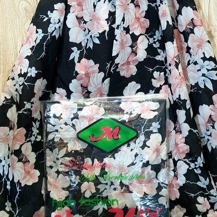Promo   Kerudung segi empat segiempat hijab Al mia Jilbab Almia motif bunga   Hanya di shopee