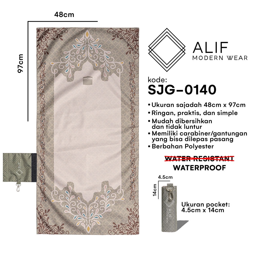 ALIF SAJADAH GENGGAM TRAVEL / SAKU / PORTABLE / WATERPROOF ( ALIF MODERN WEAR SJG-0140 )