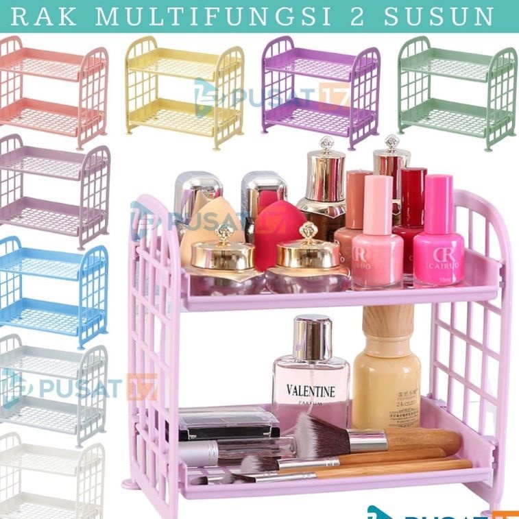 DE1 RAK PLASTIK MINI 2 SUSUN RAK DAPUR KAMAR MANDI KOSMETIK MAKE UP