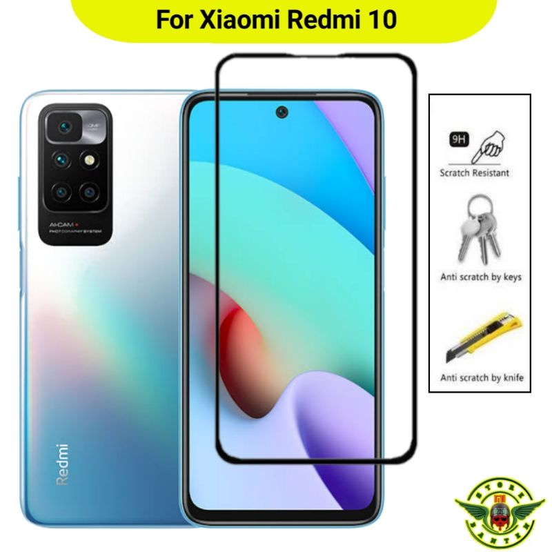 Tempered glass Redmi 10 New Full Cover - Tg Warna Anti Gores kaca Gorila Glas Xiaomi Redmi 10 Full L