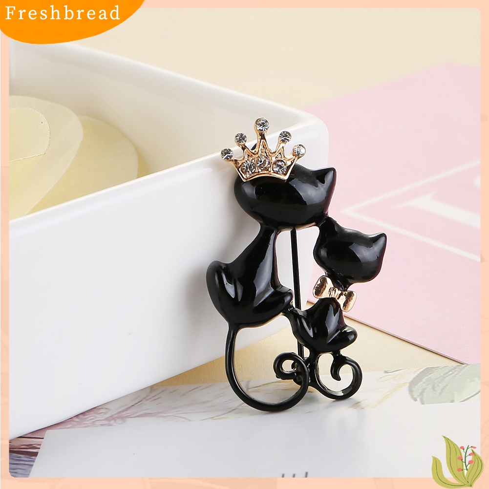 [ TERLARIS]Women Rhinestone Inlaid Cat Crown Brooch Pin Badge Clothes Decor Jewelry Gift