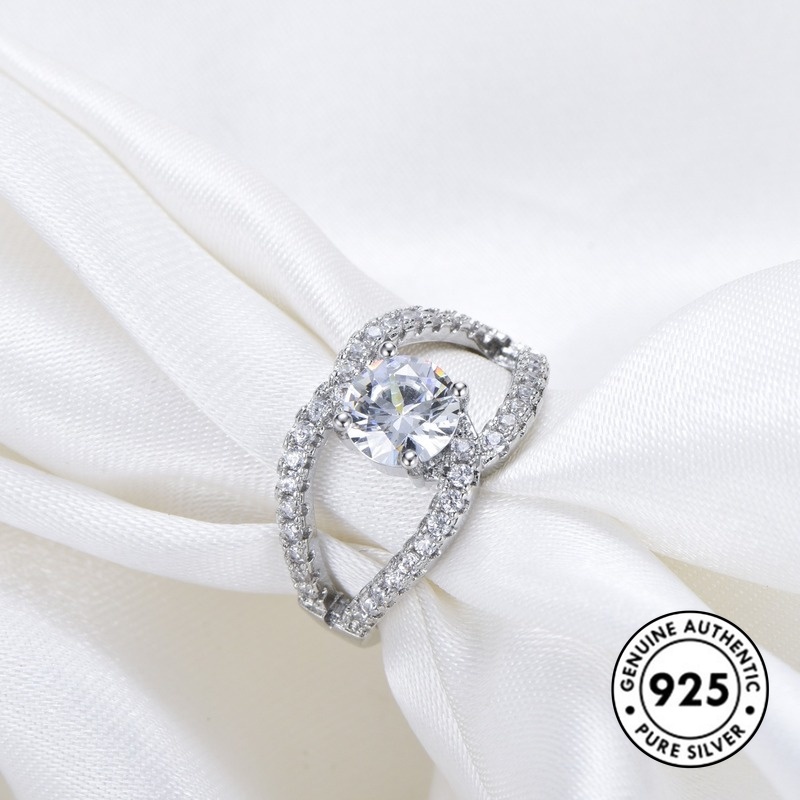 Cincin Berlian Bahan 925 Sterling Silver Untuk Wanita