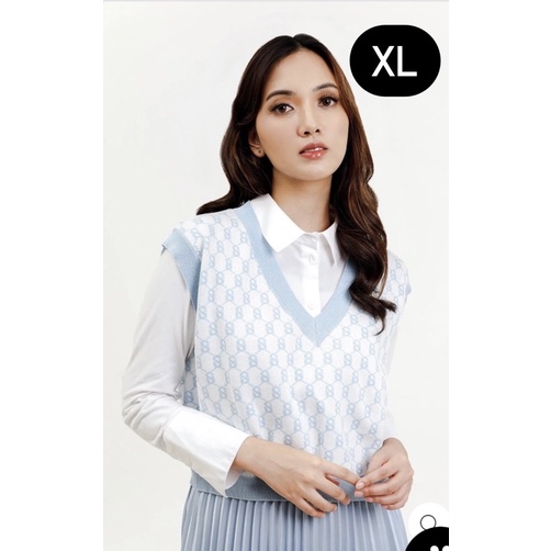 SOLD‼️New‼️Signature Monogram Vest Benang Jarum- Blueberry-XL