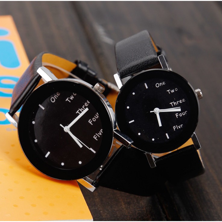 #31 Jam Tangan Couple UNIQ SINGLE Korean Style Analog Leather Watch Cowo Cewe Kulit