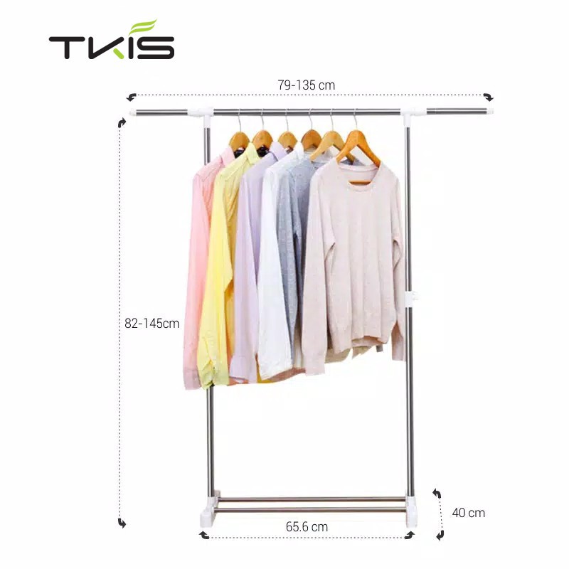 Stand Hanger Single Rak Baju stainless Dekorasi Rumah Tangga Gantungan Baju