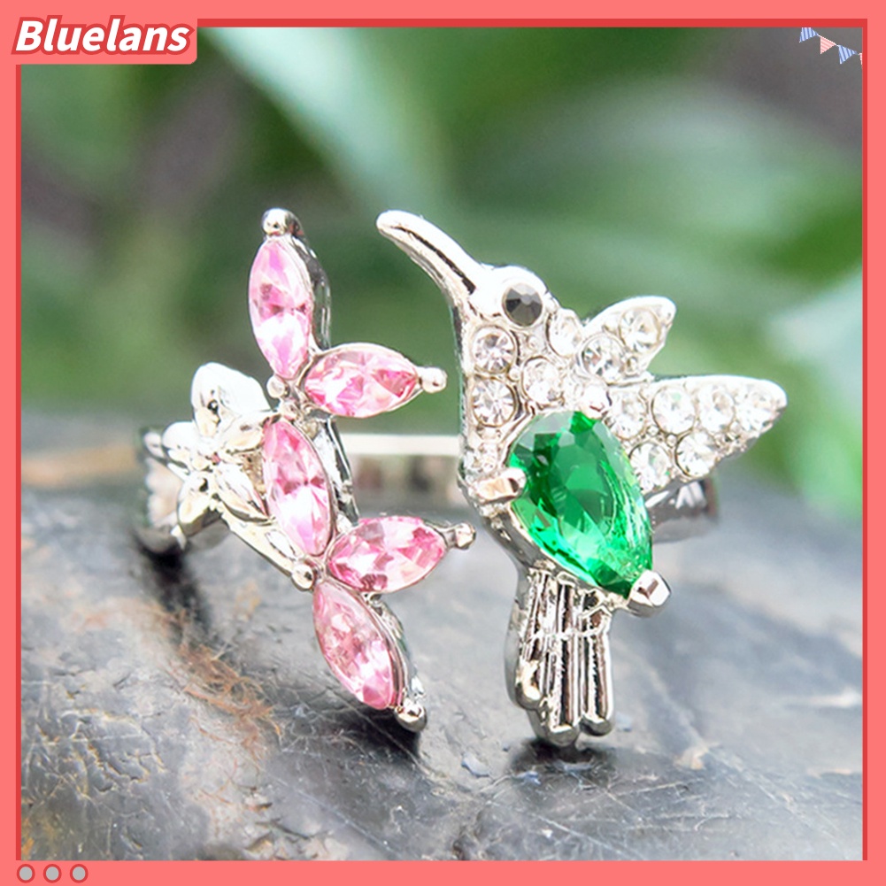 Bluelans Elegant Cubic Zirconia Flower Bird Open Ring Women Party Wedding Jewelry Gift