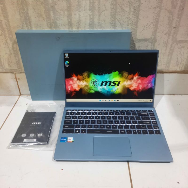 Laptop MSI Modern 14 B11MO Core™ i5-1135G7- Gen 11 Ram 8GB SSD 512 intel iris XE Graphic GARANSI ON Super Slim, Backlight, Like New, Fullset, Toska