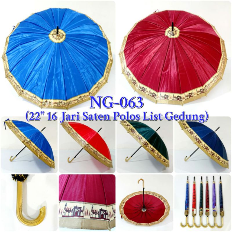 Payung 16 Jari Bahan Saten/ Satin(lebih tebal dan mengkilap)