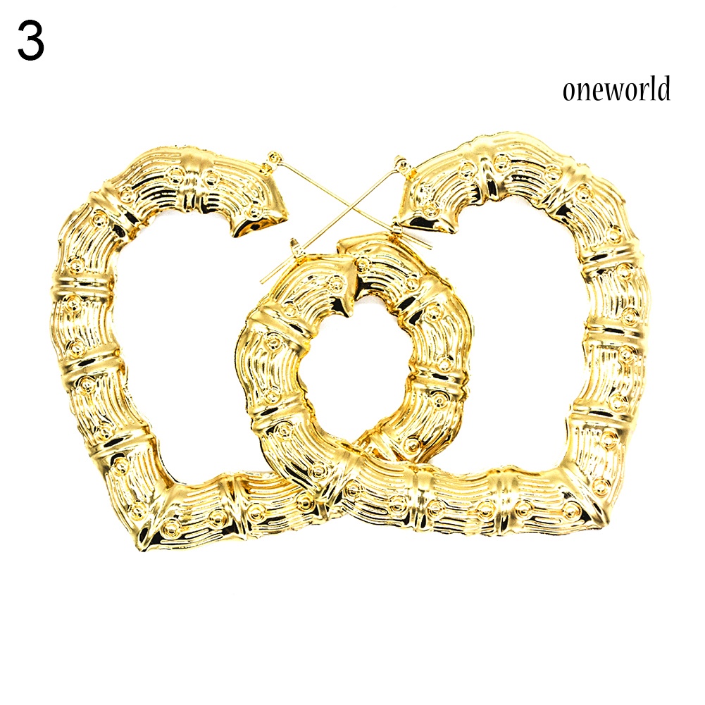 OW@ Fashion Women Bamboo Joints Triangle Heart Earrings Party Statement Jewelry Gift