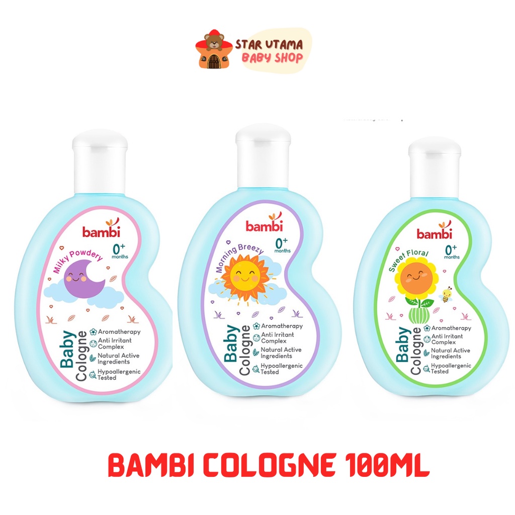 Bambi Baby Cologne 100ml / Parfum minyak wangi anak bayi Morning Breezy / Milky Powdery / Sweet Floral