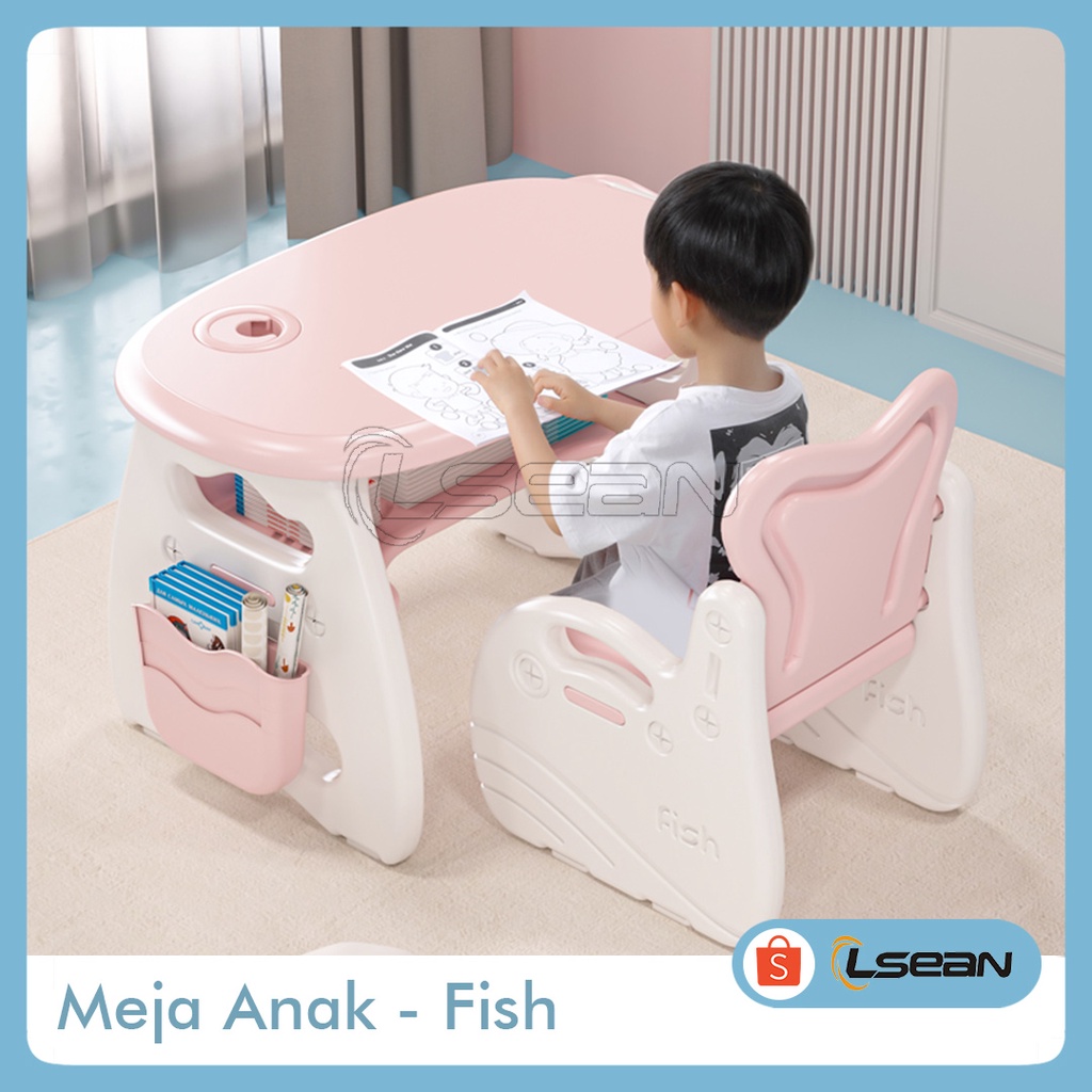 SET MEJA KURSI MAKAN BELAJAR &amp; BERMAIN ANAK - FISH