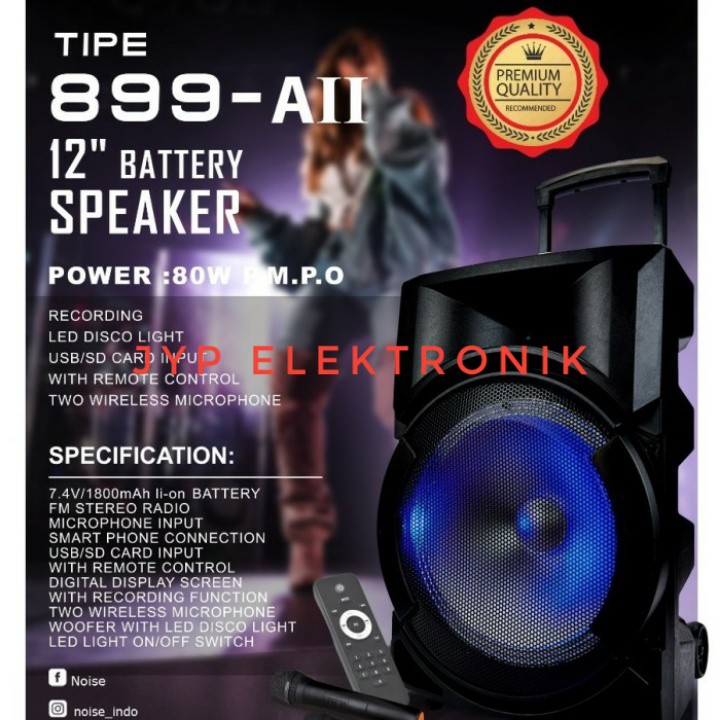 Speaker Portable Amplifier Wireless Noise 899 AII Original 12 inch