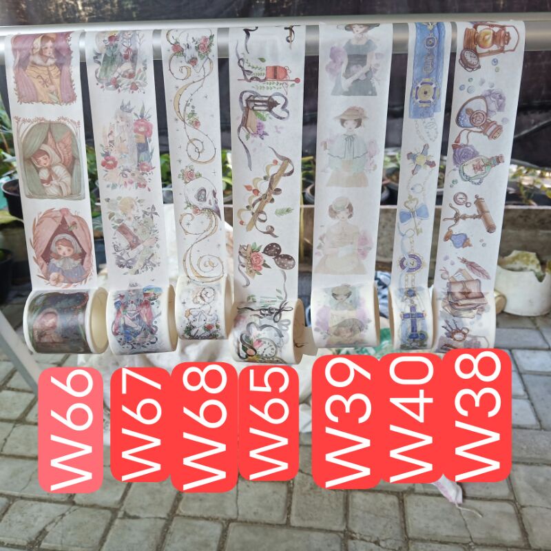 

washitape vintage sample panjang 20 cm dikemas di mika isolasi motif kartun eceran