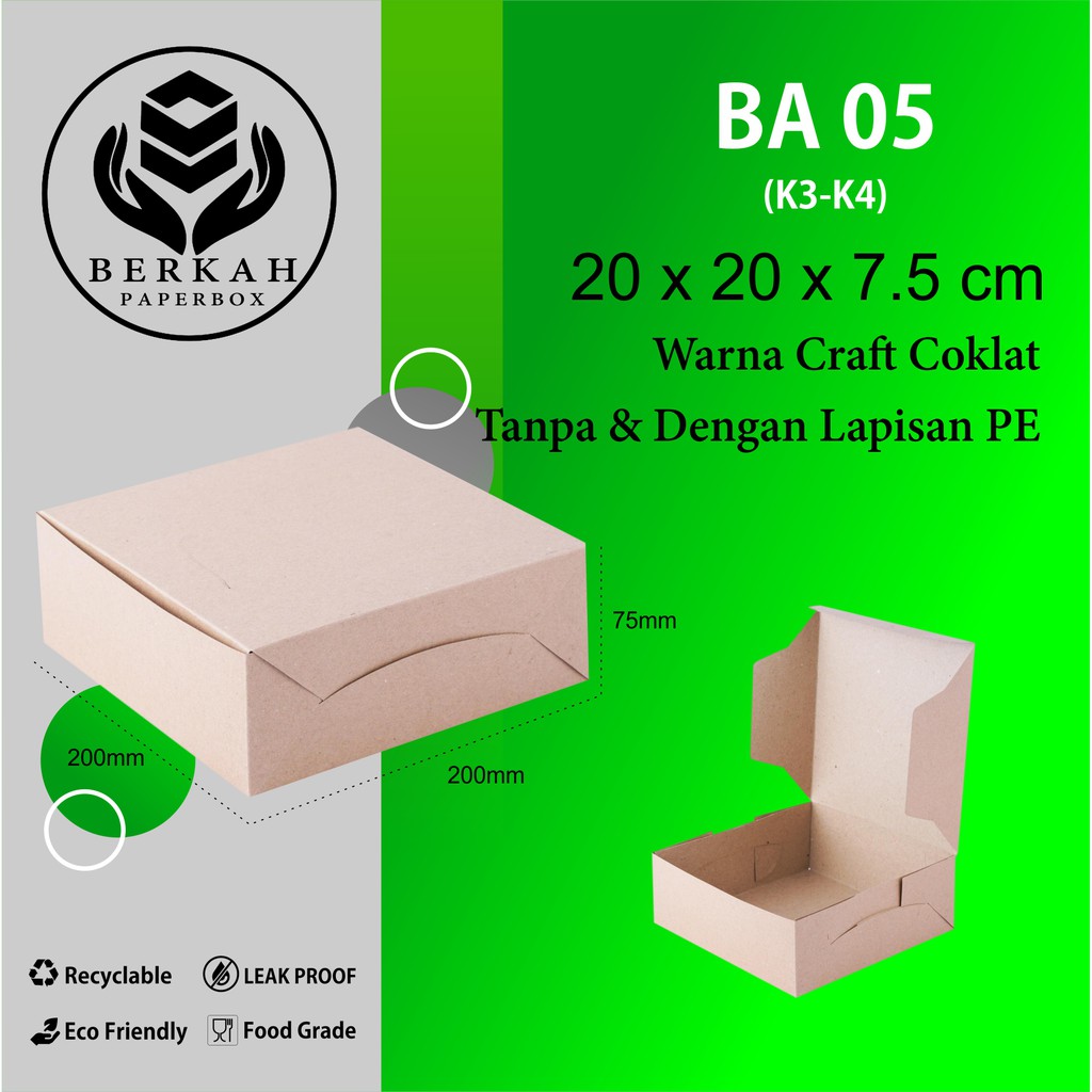 Box Nasi 20x20 Box Catering Dus Nasi Dus 20x20  (B5K3-20X20X7.5 Cm)