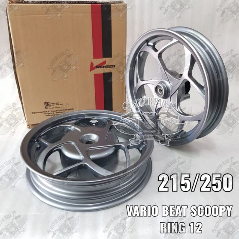 Velg velek pelek racing scoopy beat vario  sporty 1set depan belakang 215 250 ring 12 merk rossi tip