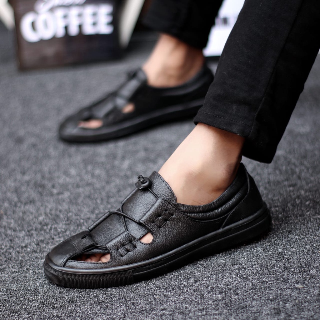 MOLK Sepatu Slip On Pria Casual Kulit Asli Santai Kerja Kantor Kuliah