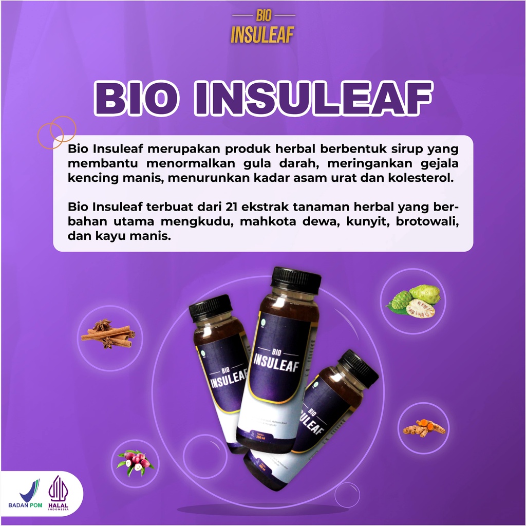 Bio Insuleaf Herbal Diabetes dan Gula Darah  Original 1 Botol