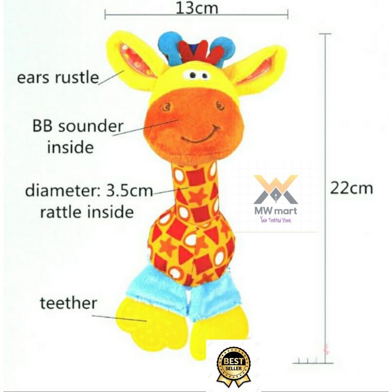 Mainan bayi bunyi / gigitan bayi / mainan anak rattle stick teether