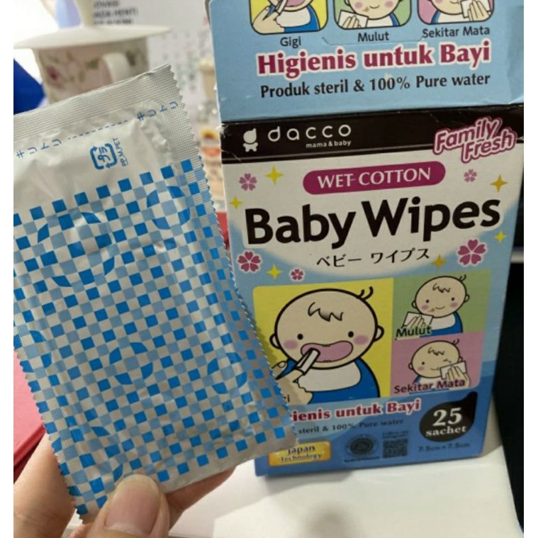 Eceran Dacco Baby Wipes / Tisu basah Steril foodgrade membersihkan gigi gusi bayi