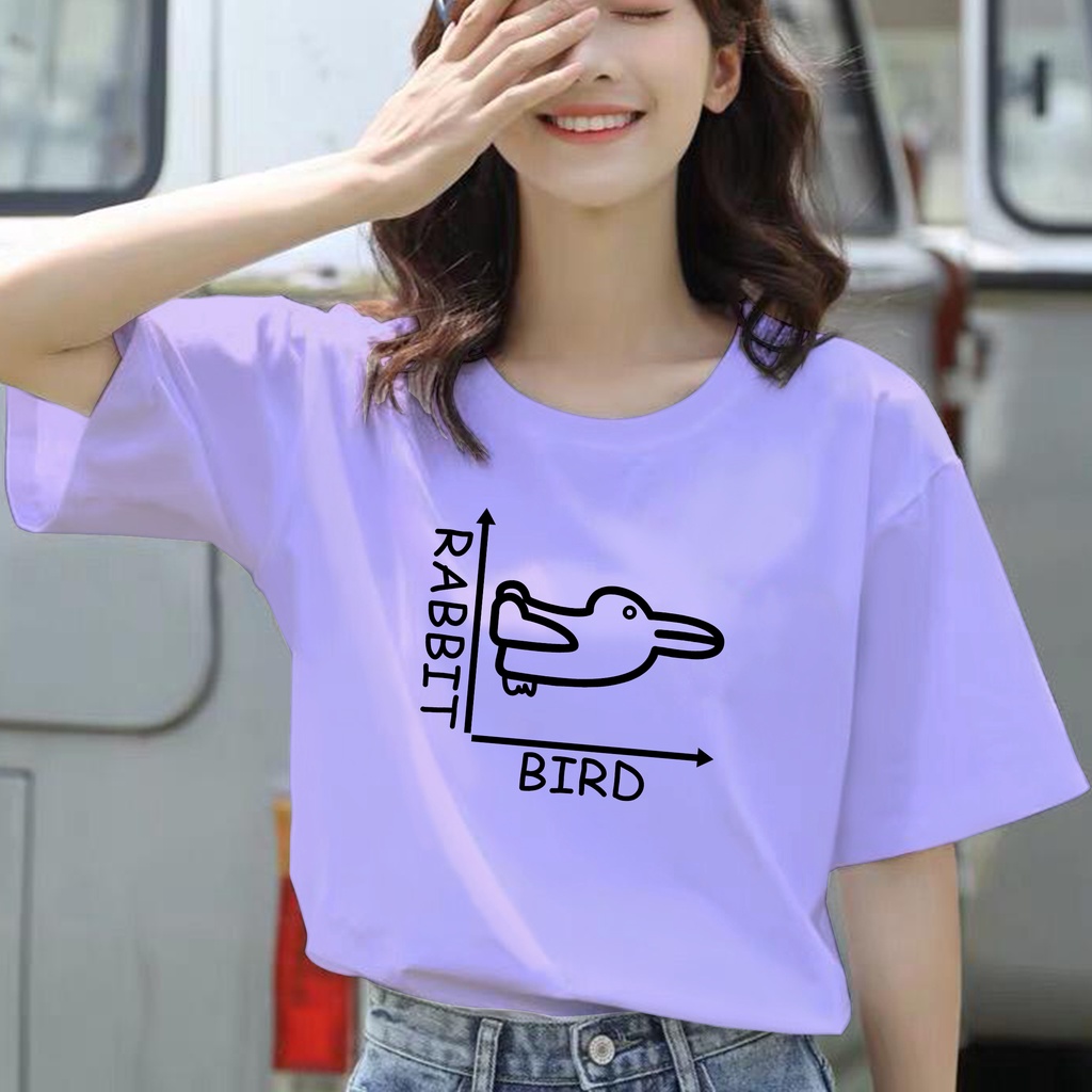 CALVIERO SHOP - BAJU KAOS ATASAN WANITA PRINT RABBIT BIRD
