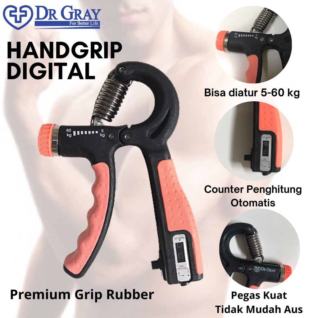 Hand grip Counting Handgrip Adjustable Spring Grip Alat Latihan otot jari Remas Tangan 5-60 kg- HGT