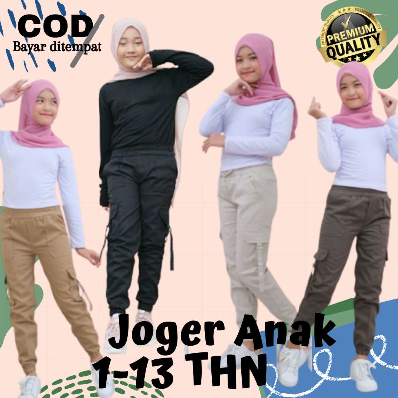 celana cargo anak perempuan jogger panjang 1 sampai 13 tahun