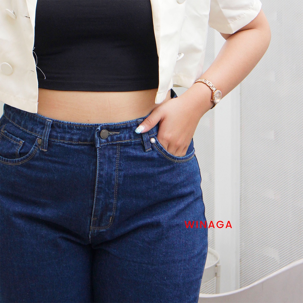 WINAGA- HighWaist Boyfriend Jeans / Boyfriend Jeans Jumbo / Boyfriend Jeans Wanita / Basic Jeans Denim / Celana Panjang Jeans / Denim Jeans