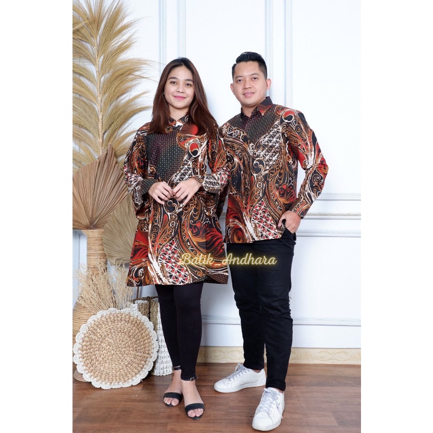 Tunik Batik Wanita Premium Couple Kondangan Batik Tunik Atasan Wanita Modern Premium Couple ABS MERAH