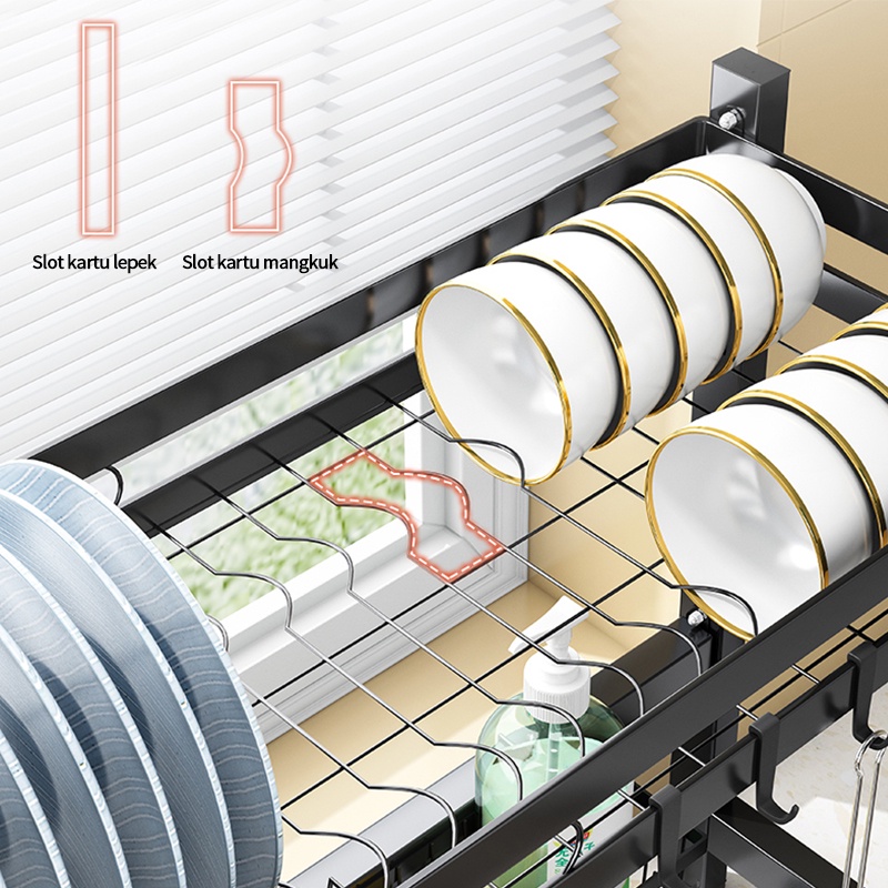 Rak Piring Wastafel Rak Dapur Stainless Rak Cuci Piring Anti Karat Rak Serbaguna Dengan Aksesoris